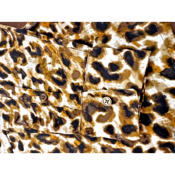 Rebecca Minkoff Blouse Womens 1X Brown Leopard Print Button Up Long Sleeve Top - Picture 10 of 12